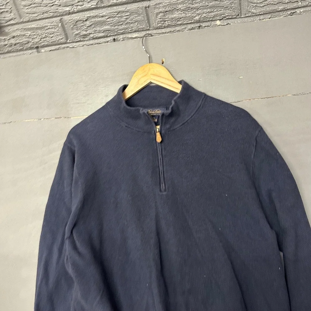 Brooks Brothers Navy‎ Blue Cotton Cashmere 1/4 Zip Pullover Sweater Mens XXL